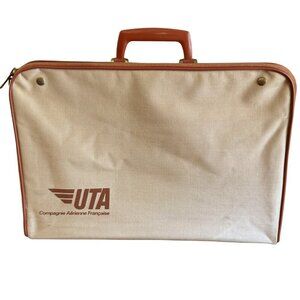 Vintage UTA French Airlines Crew Bag Zip Around Canvas Flight Attendants Pilots